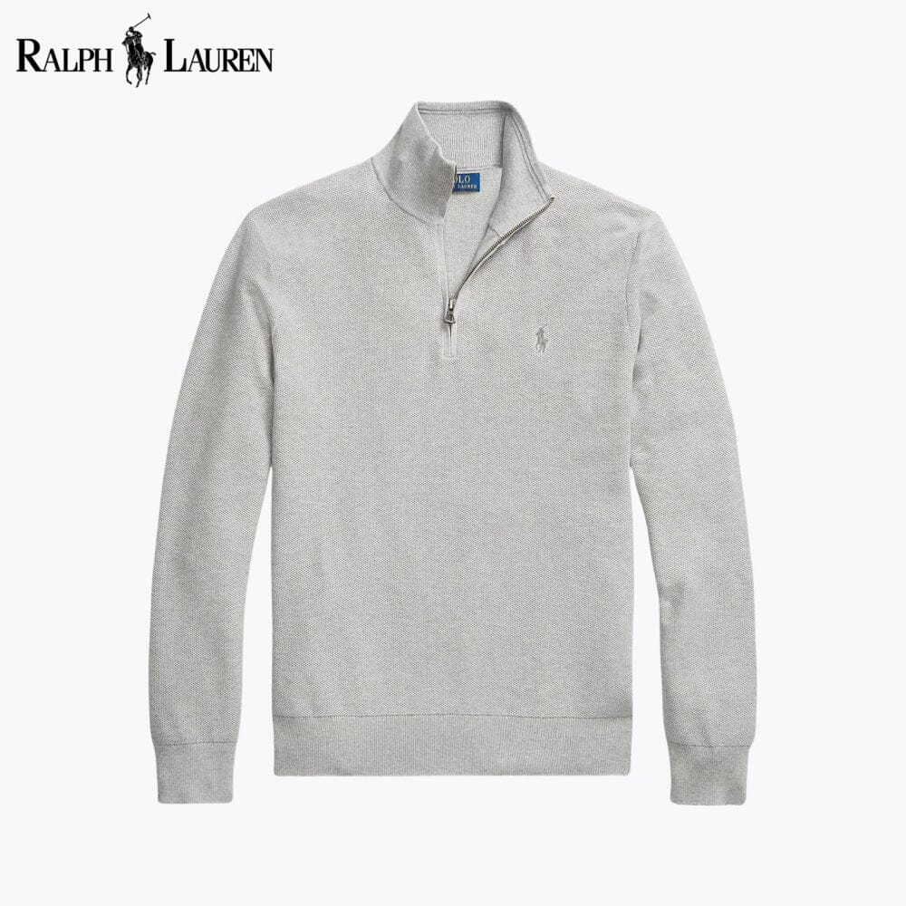 RL Mesh-Knit Cotton Quarter-Zip Sweater