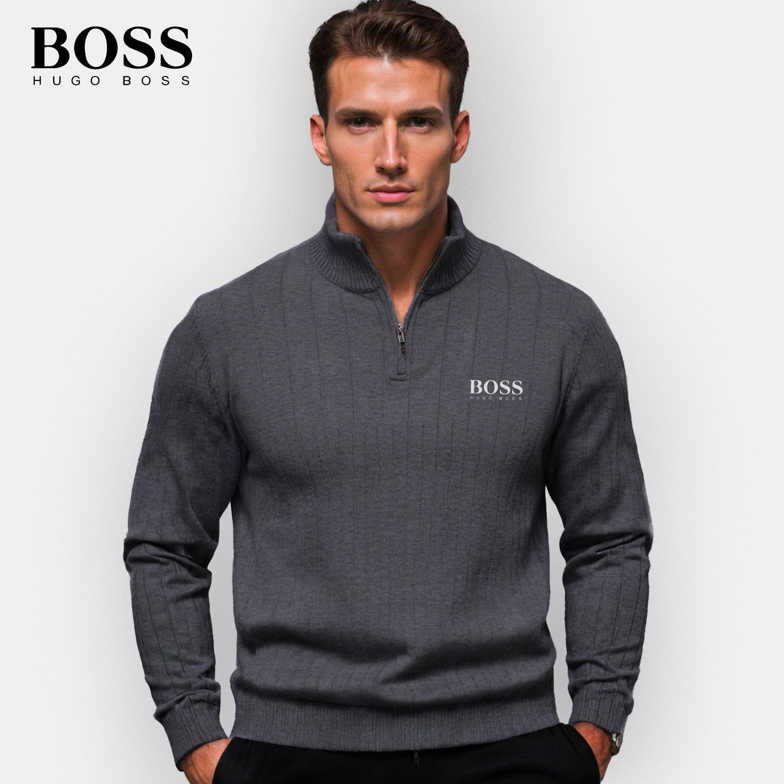 HB Men's Zip-Up Sweater (Clearance)